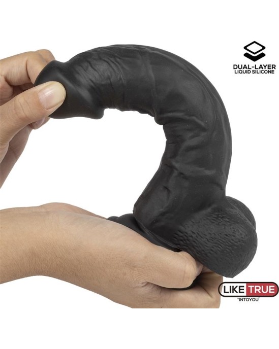 Liketrue Realistic Dildo Liquid Silicone Dual Layer 8 Black