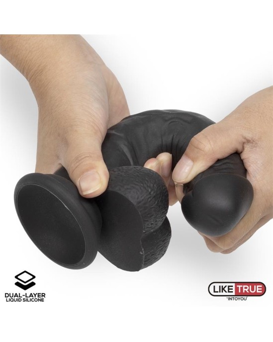 Liketrue Realistic Dildo Liquid Silicone Dual Layer 8 Black