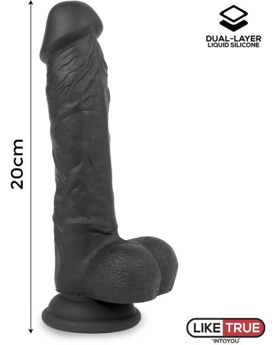Liketrue Realistic Dildo Liquid Silicone Dual Layer 8 Black
