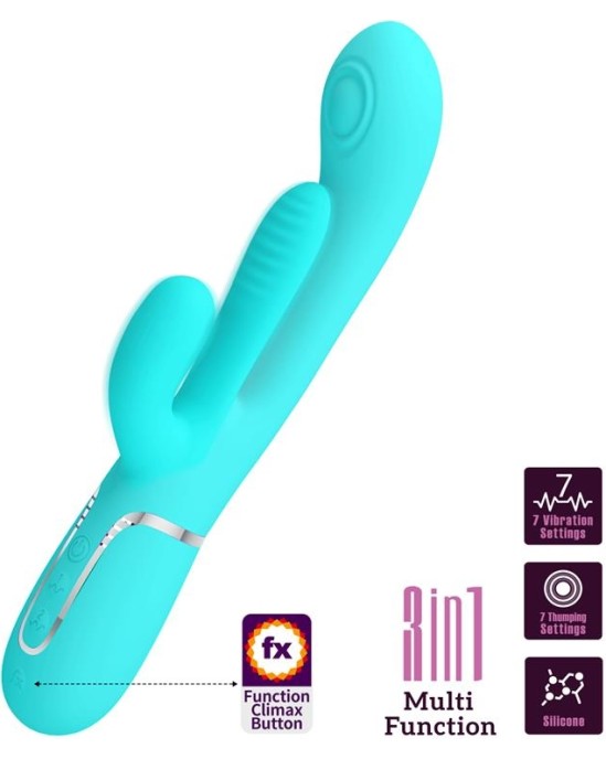 Prettylove Shania Tripple Rabbit Vibrator Turquoise