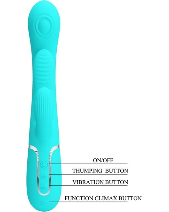 Prettylove Shania Tripple Rabbit Vibrator Turquoise