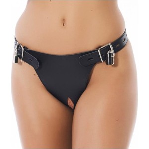 Bondage Play Leather Chastity Briefs Adjustable