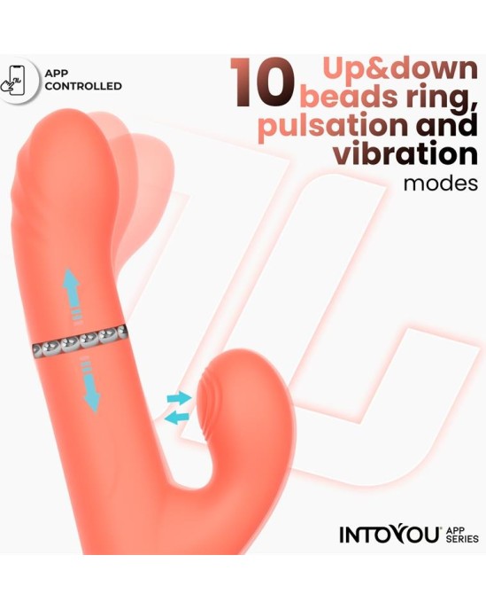 Intoyou App Series Mindy Vibe with Up and Down Beads Ring, Finger and Pulsation with APP