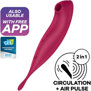 Satisfyer Connect SATISFYER - TWIRLING PRO+ AIR PULSE STIMULATOR & VIBRATOR APP RED