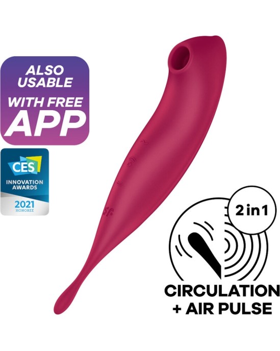 Satisfyer Connect SATISFYER - TWIRLING PRO+ AIR PULSE STIMULATOR & VIBRATOR APP RED