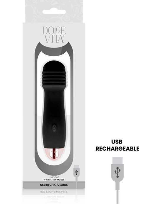 Dolce Vita RECHARGEABLE VIBRATOR THREE BLACK 7 SPEED