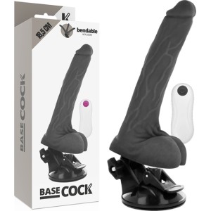 Basecock Reālistisks vibrators ar pulti melns 18,5 CM