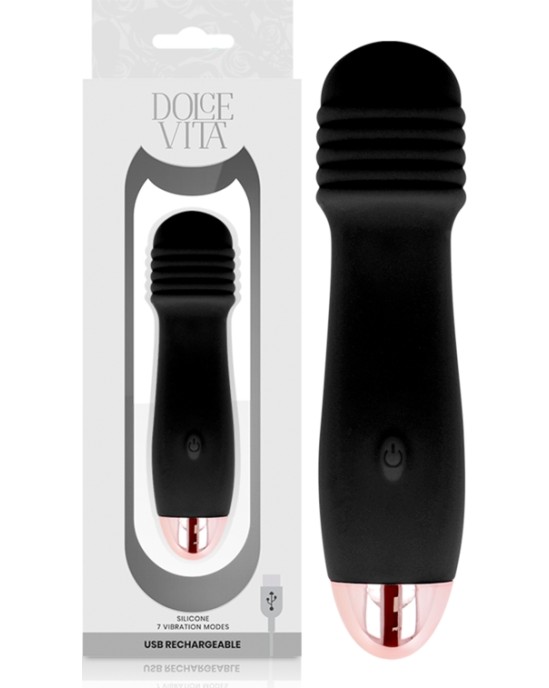 Dolce Vita RECHARGEABLE VIBRATOR THREE BLACK 7 SPEED