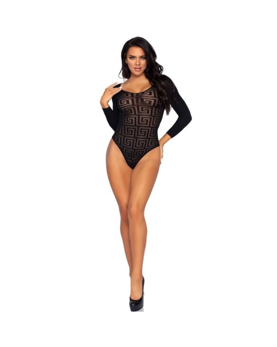 Leg Avenue Teddies LEG AVENUE MOSAIC SNAP CROTH BODYSUIT ONE SIZE