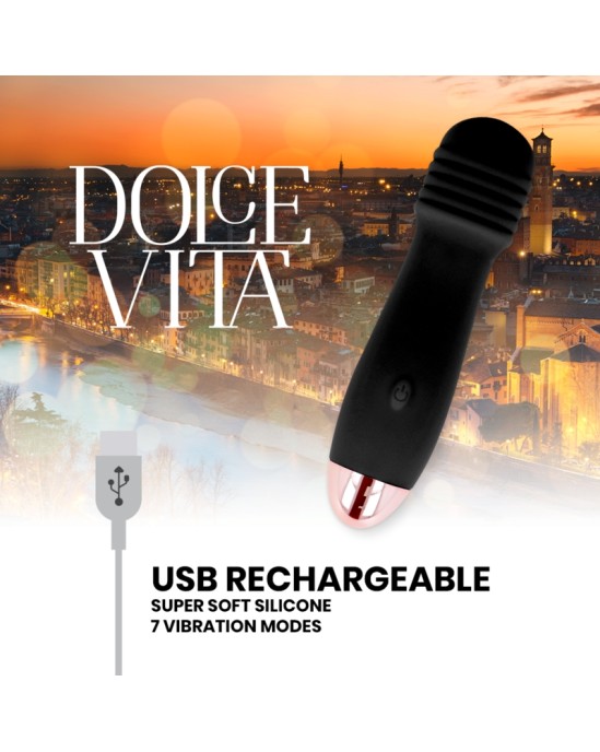 Dolce Vita RECHARGEABLE VIBRATOR THREE BLACK 7 SPEED