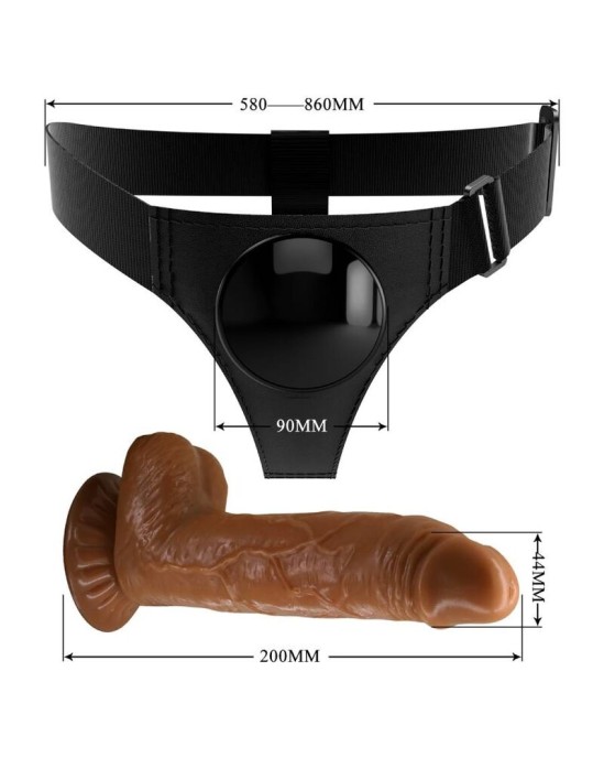 Pretty Love siksnas Biksītes UNIVERSAL siksnas ar Dildo MICHEAL 20 cm melnā krāsā