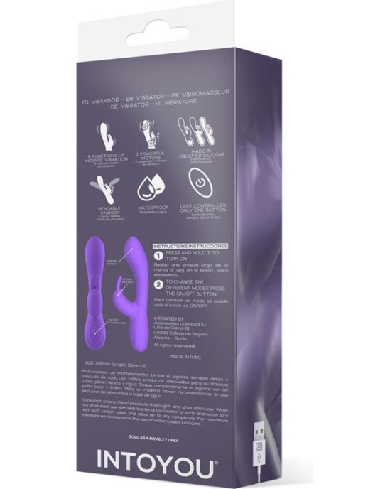 Intoyou Mauve Mauve Liquefied Silicone Unibody Vibe USB Purple