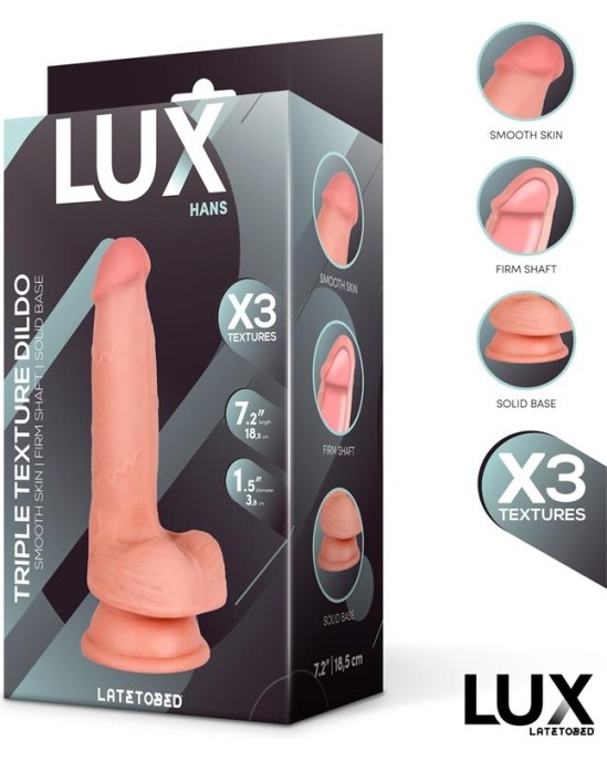 LUX Hans Triple Density Dildo with Balls 7.2
