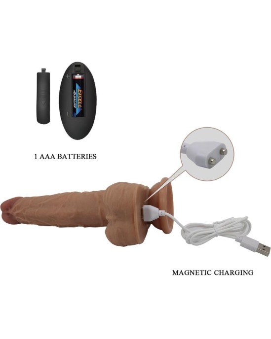 Prettylove Jonathan Dildo with Vibration and Thrusting with Remote Control