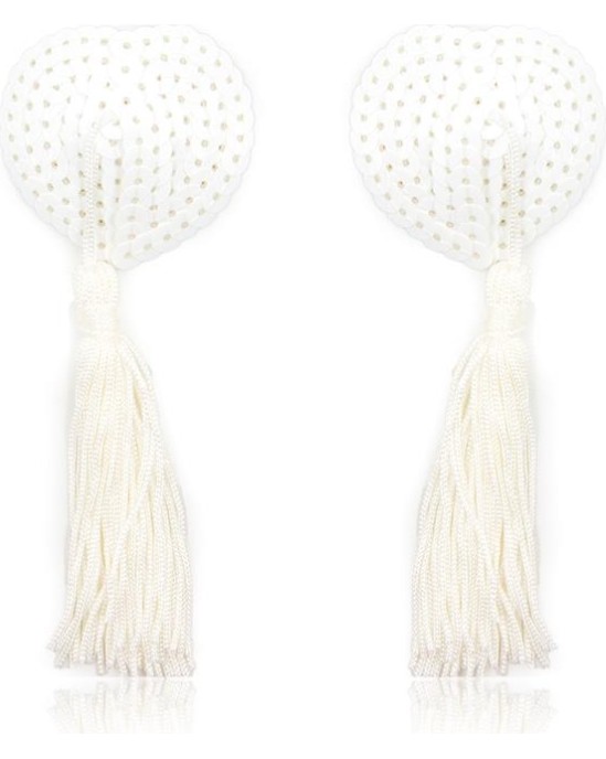Latetobed Bdsm Line Sequin Nipple Cover with Tassel White