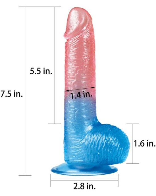Lovetoy Dildo Dazzle Studs 7.5 Pink and Blue