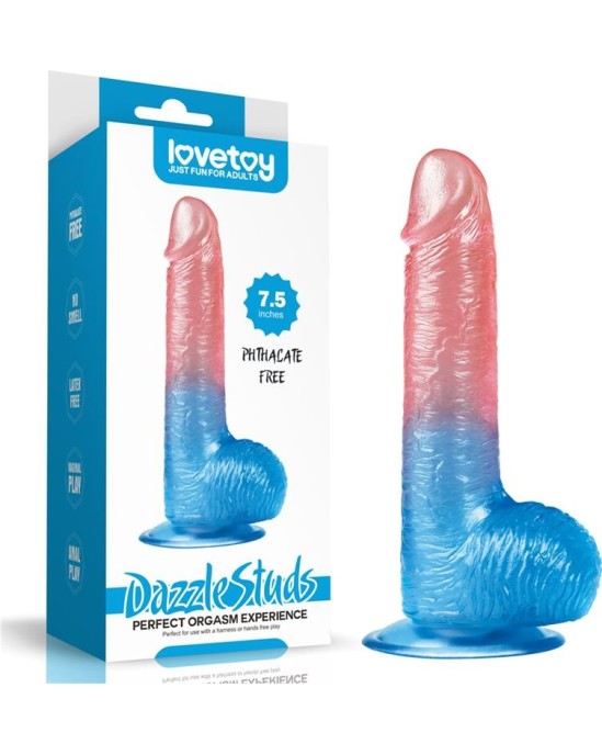 Lovetoy Dildo Dazzle Studs 7.5 Pink and Blue