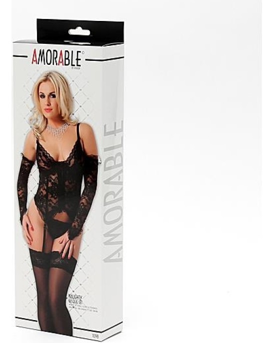 Amorable Basque with Stocking Black