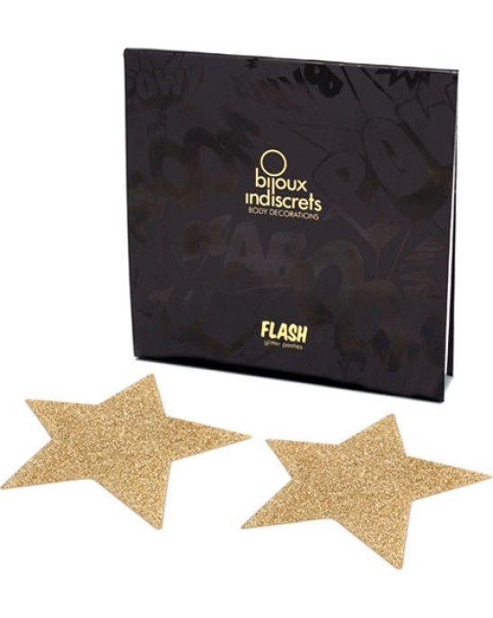 Bijoux Flash Collection BIJOUX - INDISCRETS FLASH GOLDEN STAR NIPPLE COVERS