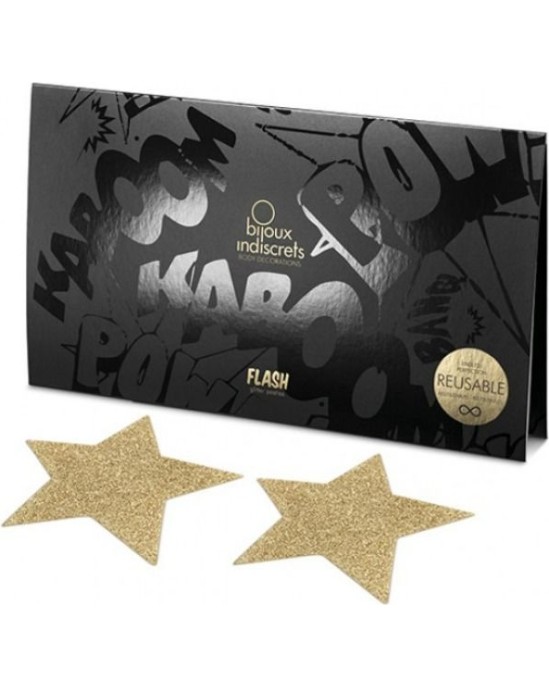 Bijoux Flash Collection BIJOUX - INDISCRETS FLASH GOLDEN STAR NIPPLE COVERS