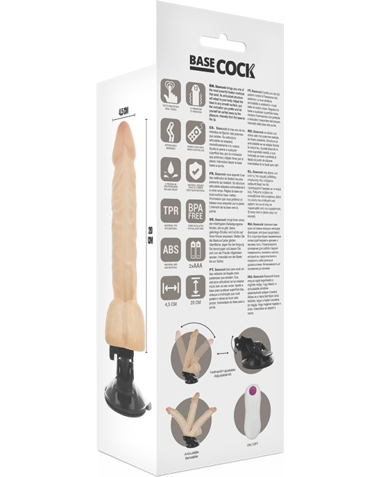 Basecock Reālistisks vibrators ar pulti 20 CM