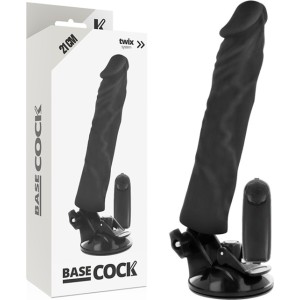 Basecock Reālistisks vibrators ar pulti melns 21 CM