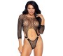 Leg Avenue Teddies LEG AVENUE TOP BODYSUIT WITH THONG BACK ONE SIZE - BLACK