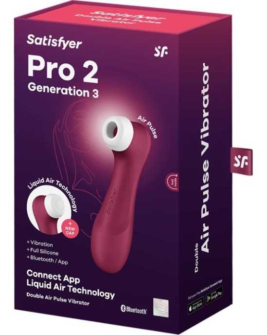 Satisfyer Pro 2 Gene 3 Liquid Air Technology Suction and Vibration App Connect Wine Red