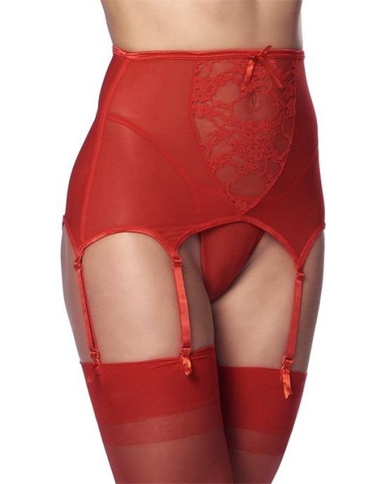 Amorable Wide Garter Belt with Stocking Red