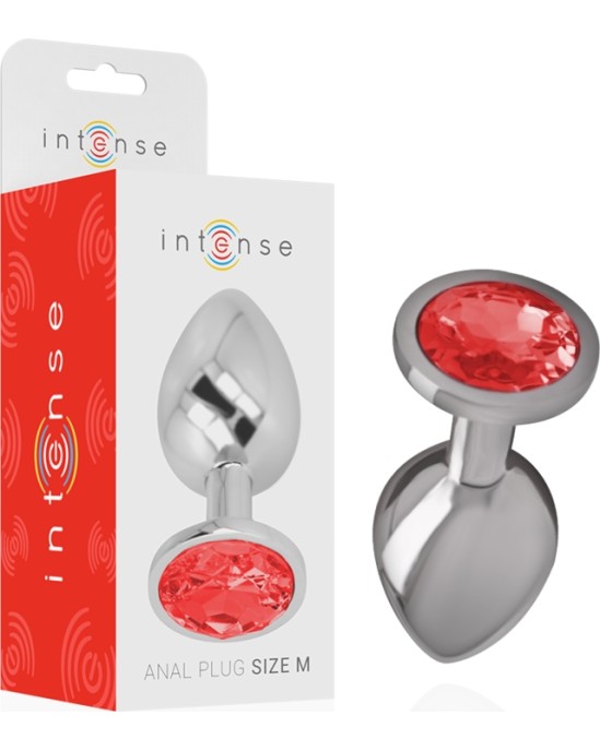 Intense Anal Toys INTENSE - METAL ANAL PLUG WITH RED CRYSTAL SIZE M