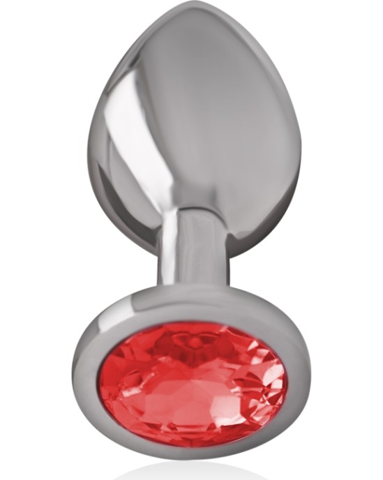 Intense Anal Toys INTENSE - METAL ANAL PLUG WITH RED CRYSTAL SIZE M