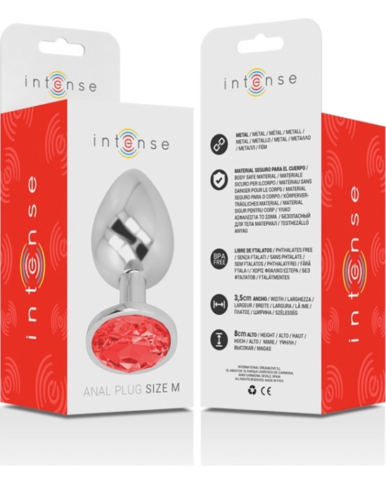 Intense Anal Toys INTENSE - METAL ANAL PLUG WITH RED CRYSTAL SIZE M