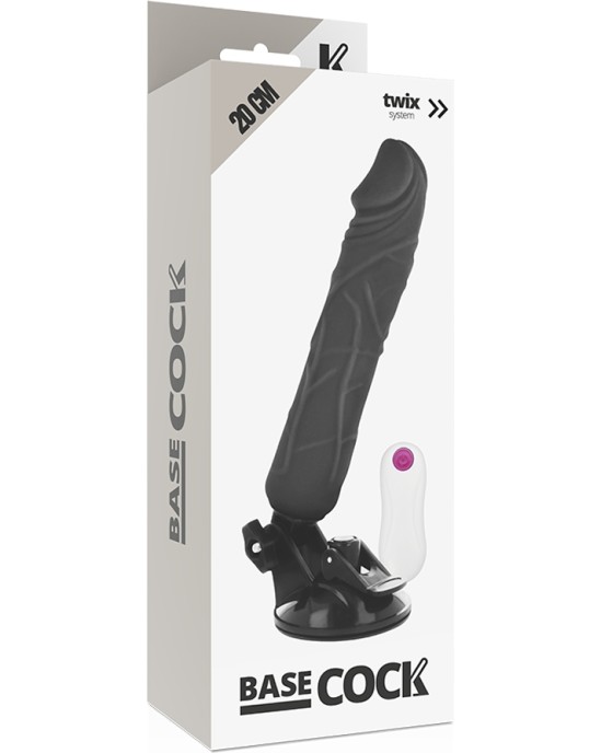 Basecock Reālistisks vibrators ar pulti melns 20 CM