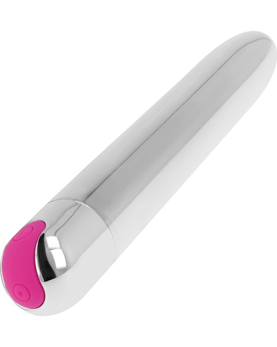 Ohmama Vibrators OHMAMA - RECHARGEABLE SILVER VIBRATOR 10 MODES 18.5 CM