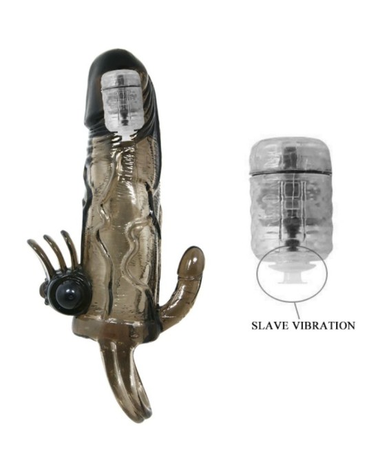 Baile For Him BRAVE MAN PENIS COVER WITH CLIT AND ANAL STIMULATION DOUBLE BULLET melns 16.5 CM