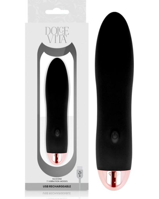 Dolce Vita RECHARGEABLE VIBRATOR FOUR BLACK 7 SPEEDS