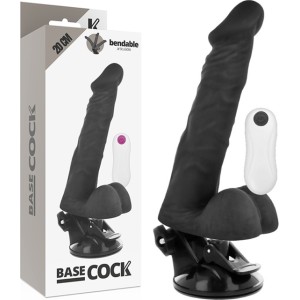 Basecock Reālistisks vibrators ar pulti melns 20 CM