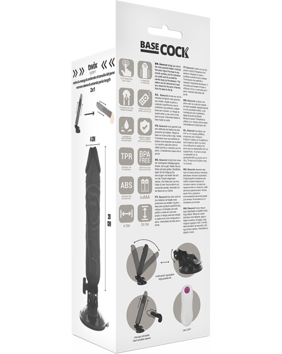 Basecock REALISTIC VIBRATOR REMOTE CONTROL BLACK 20 CM