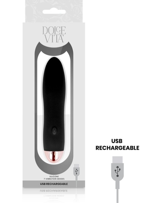 Dolce Vita RECHARGEABLE VIBRATOR FOUR BLACK 7 SPEEDS