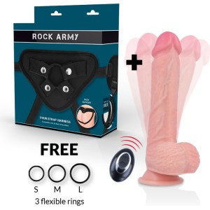 Rock Army - HARNESS + LIQUID SILICONE VIBRATOR PREMIUM APACHE REMOTE CONTROL 22CM