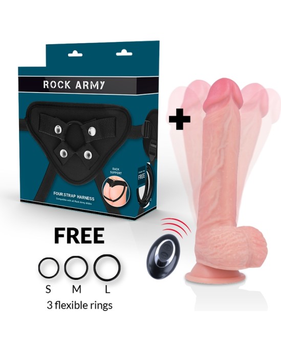 Rock Army Strap-on biksītes ar šķidrā silikona vibratoru un pulti 22 CM