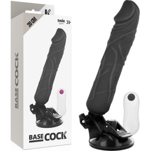 Basecock Reālistisks vibrators ar pulti melns 20 CM