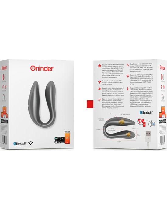 Oninder LISBOA G-SPOT & CLITORAL STIMULATOR melns - FREE APP