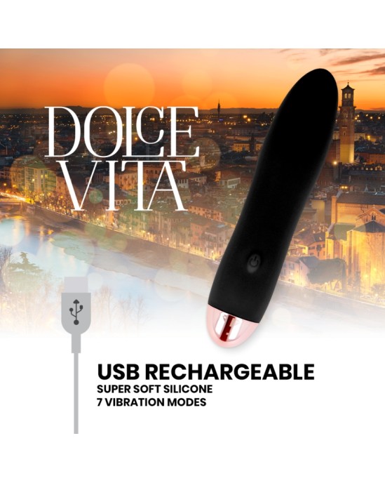 Dolce Vita RECHARGEABLE VIBRATOR FOUR BLACK 7 SPEEDS