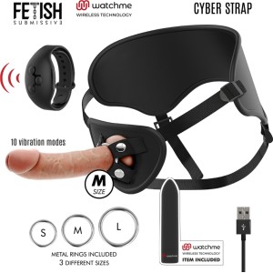 Fetish Submissive Cyber Strap HARNESS WITH Dildo AND BULLET REMOTE CONTROL WATCHME M TECHNOLOGY