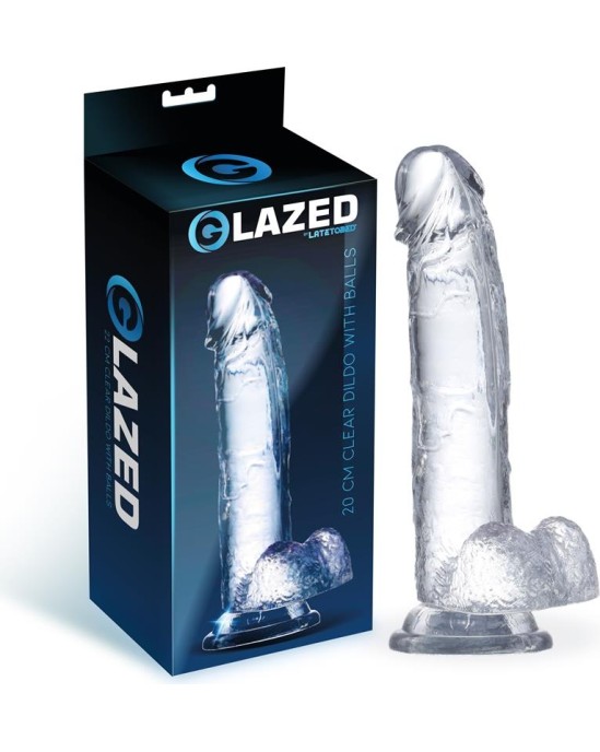 Glazed Realistic Dildo with Testicles Crystal Material 20 cm