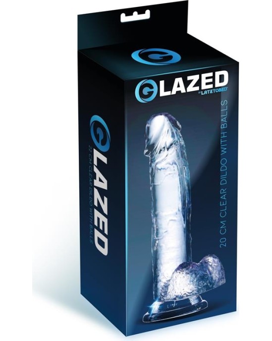 Glazed Realistic Dildo with Testicles Crystal Material 20 cm