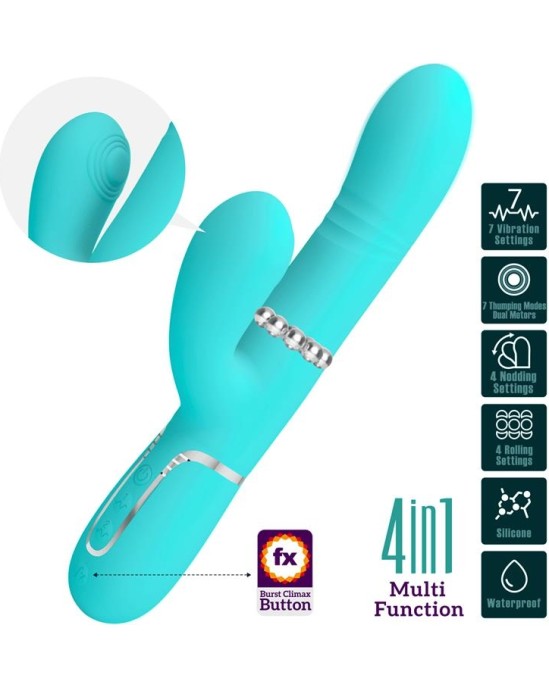 Prettylove Mariana Vibrator 4 in 1 Silicone Turquoise