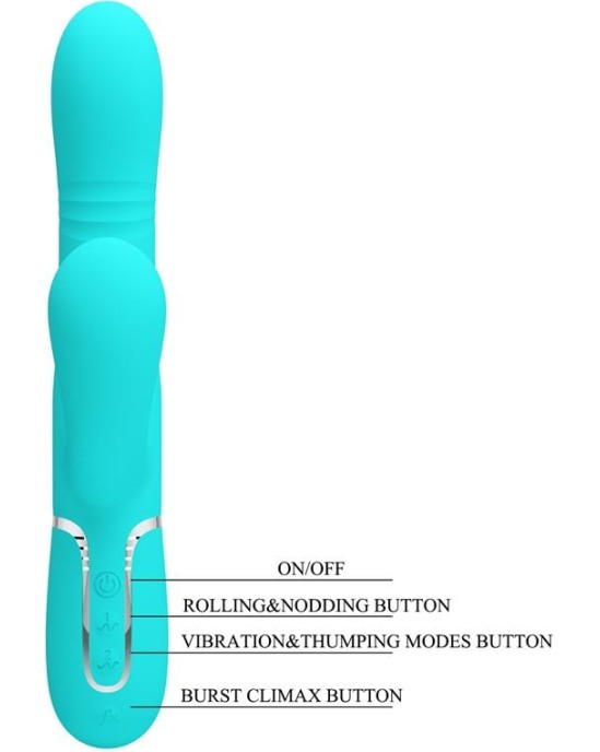 Prettylove Mariana Vibrator 4 in 1 Silicone Turquoise