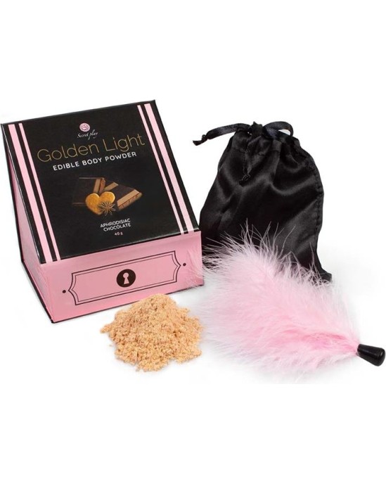 Secret Play 100% Edible Powder Kit and Feather Tickler Chocolate, Cinnamon and Ginger Flavor